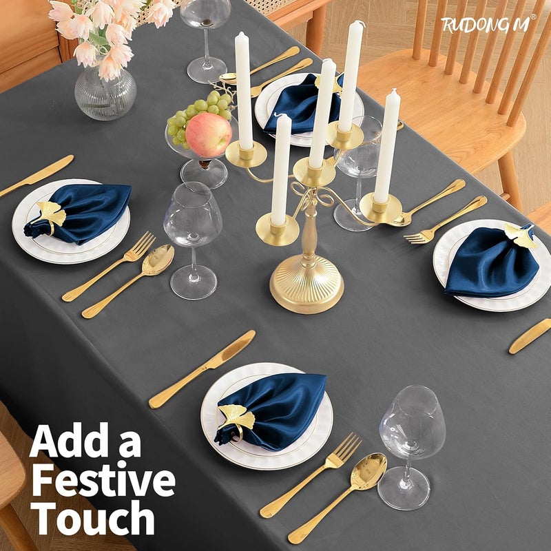 RUDONG M 72 Pack Navy Blue Satin Napkin 17 x 17 Inch Square Cloth Napkins Soft Fabric Napkin with Scalloped Edges Reusable  Washable Dinner Table Napkins for Weddings Banquet Parties Decoration - Image 5