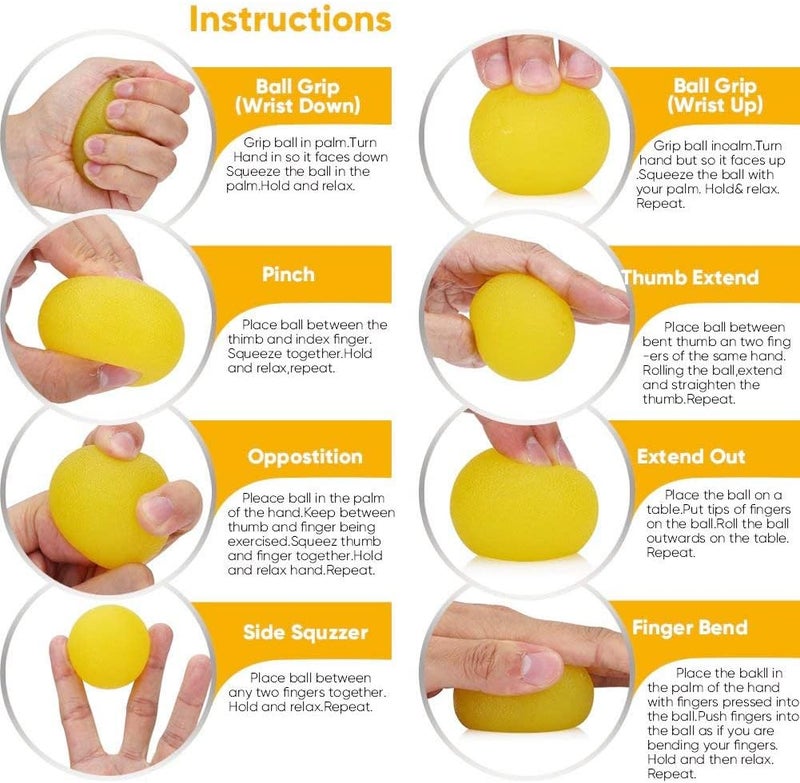 FMELAH 3 Resistance Levels Hand Exercise Balls, Stress Balls for Adults, Squeeze Balls for Physical Therapy, Hand Grip Strength Trainer Hand Squeezers for Strength, Wrist Forearm Finger Exerciser - Image 5