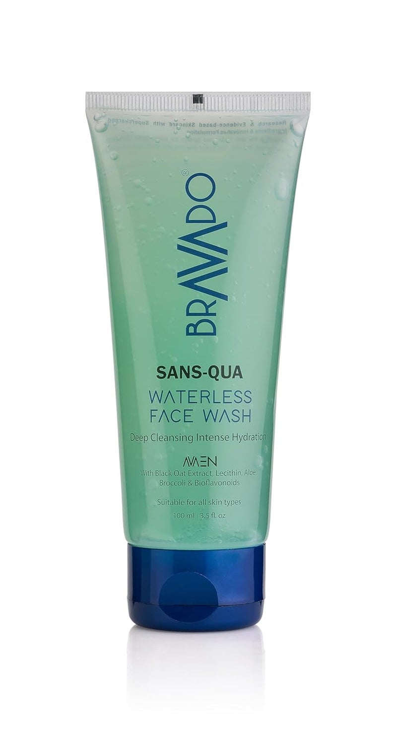 BRAVADO SansQua Waterless Face Wash  Detox  Hydrate  Refreshing Cleanser with Niacinamide  For All Skin Types  SoapFree NonSticky Formula  Deep Cleansing  Moisturizing  100ml - Image 1