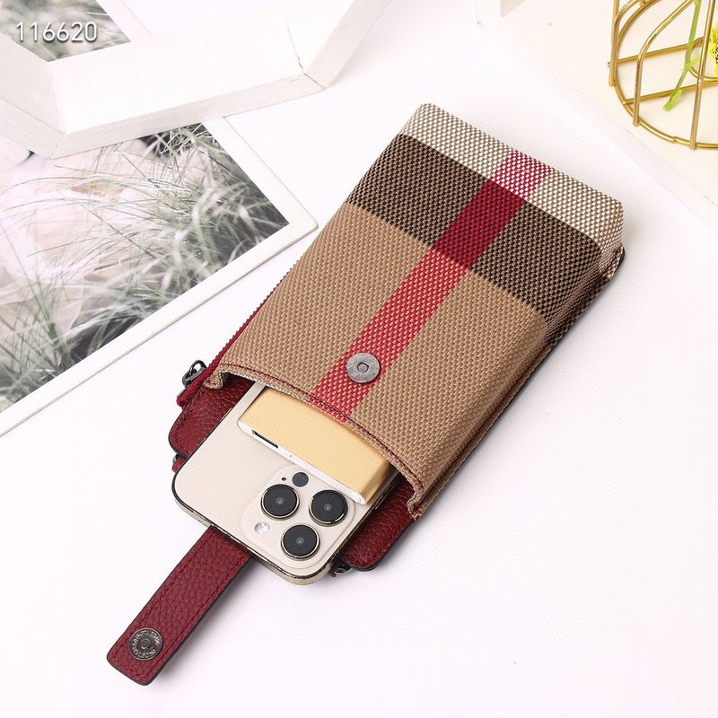 Small Bag Exquisite Canvas With Cowhide Mini Bag Women'S Contrast Color Crossbody Fashion Shoulder Mobile Phone Bag - Image 3
