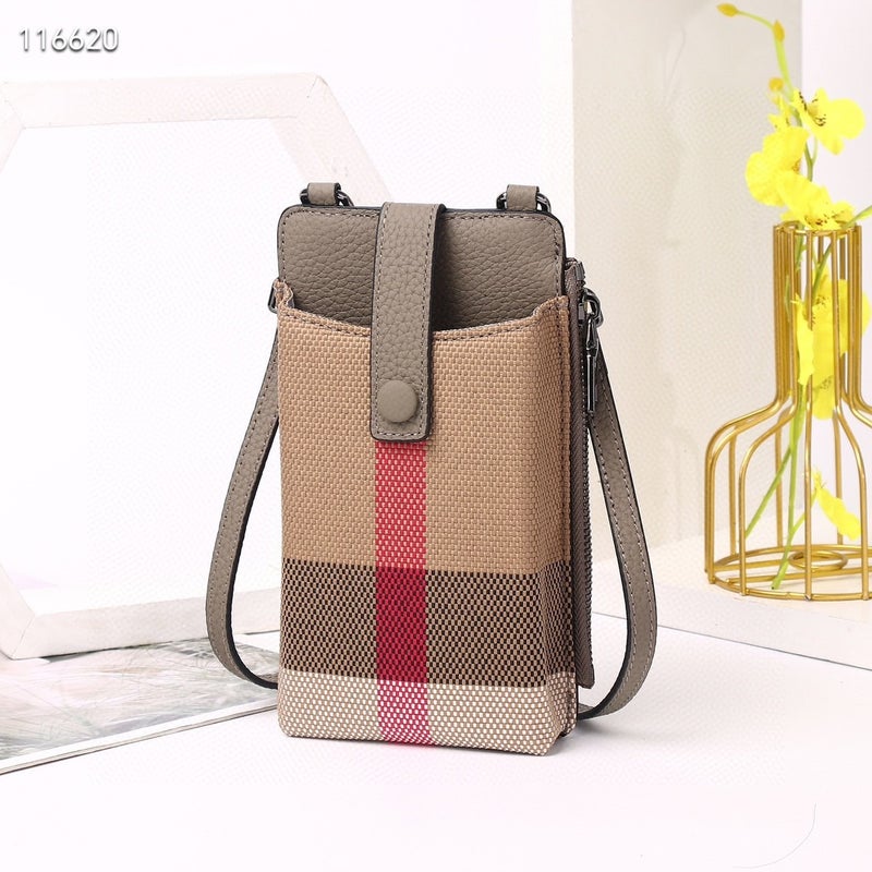 Small Bag Exquisite Canvas With Cowhide Mini Bag Women'S Contrast Color Crossbody Fashion Shoulder Mobile Phone Bag - Image 1