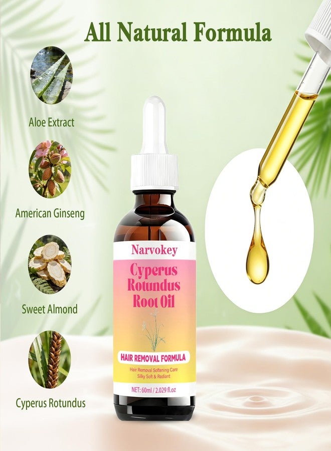 Narvokey Cyperus Rotundus Hair Removal Oil, Natural Hair Growth Inhibitor, Skin Moisturizing Treatment for All Skin Types, 60ml (1) - Image 3