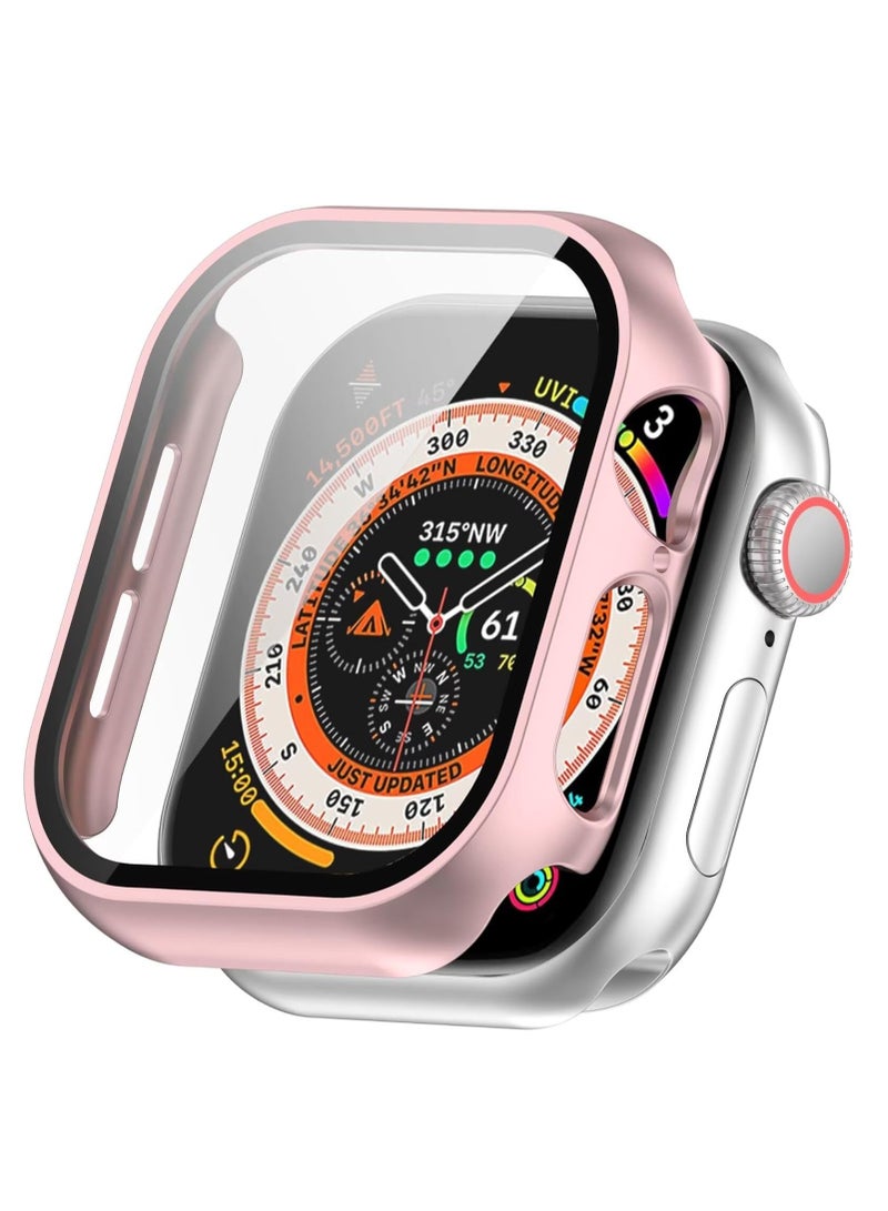 MIGOFAST Case Compatible with Apple Watch Series 10 46mm PC Tempered Film Anti-Fall Anti-Scratch Watch Protective Cover Compatible with Apple Watch Series 10 46mm Rose Pink - Image 1