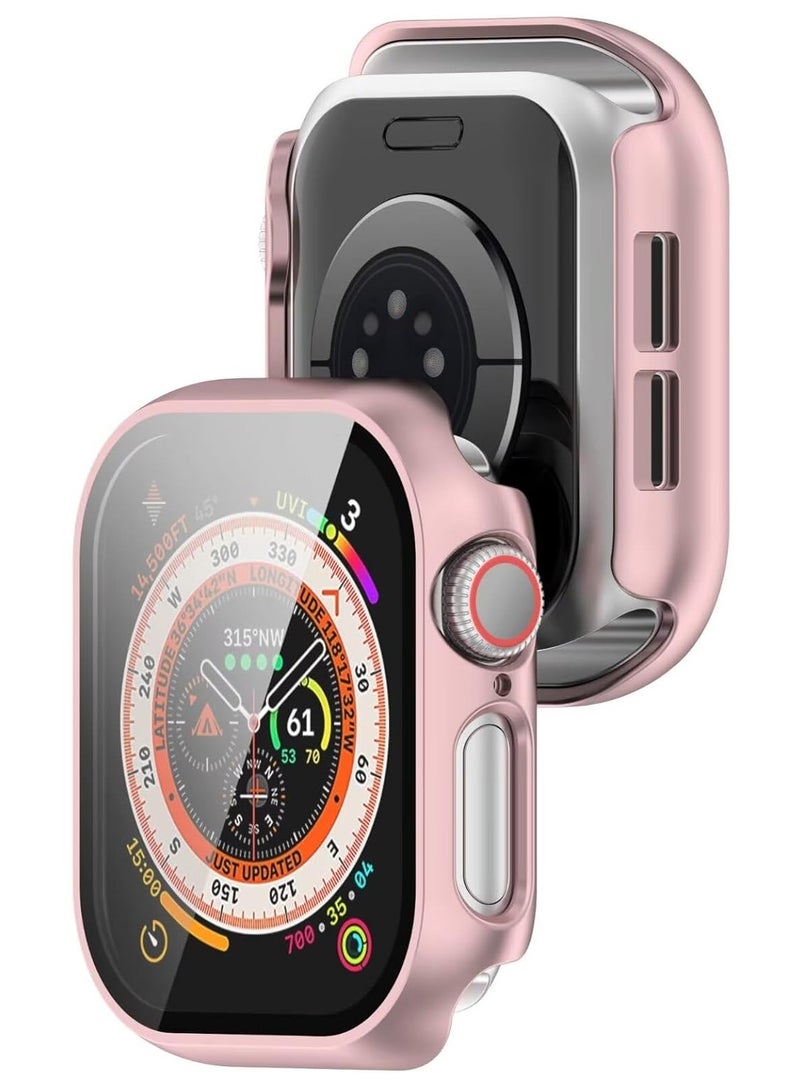 MIGOFAST Case Compatible with Apple Watch Series 10 46mm PC Tempered Film Anti-Fall Anti-Scratch Watch Protective Cover Compatible with Apple Watch Series 10 46mm Rose Pink - Image 2