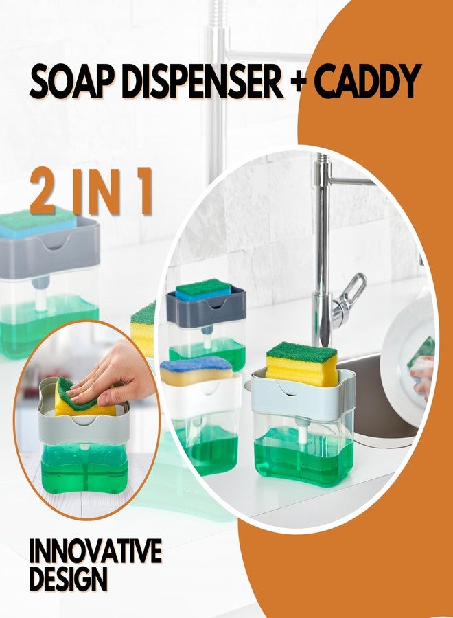 HEFA Soap Dispenser and Sponge Holder for Kitchen Sink - Compact & Practical Design, One-Hand Pump Dispenses Perfect Soap Amount, Includes Sponge - Image 4