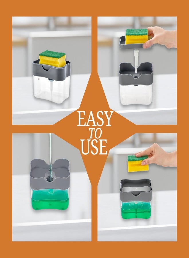 HEFA Soap Dispenser and Sponge Holder for Kitchen Sink - Compact & Practical Design, One-Hand Pump Dispenses Perfect Soap Amount, Includes Sponge - Image 5