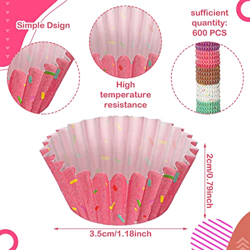 Funtery 600 Count Icing Design Mini Cupcake Liner Baking Cups Paper Small Candy Cups Making Supplies Baking Cupcake Liner Holiday Muffin Chocolate Making Wrappers Supplies Candy Paper(Colorful) - Image 2