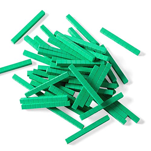 hand2mind Green Foam Base Ten Blocks Rods Set Place Value Blocks Counting Cubes for Kids Math Base 10 Math Manipulatives for Kids Kindergarten Homeschool Supplies Set of 50 - Image 1