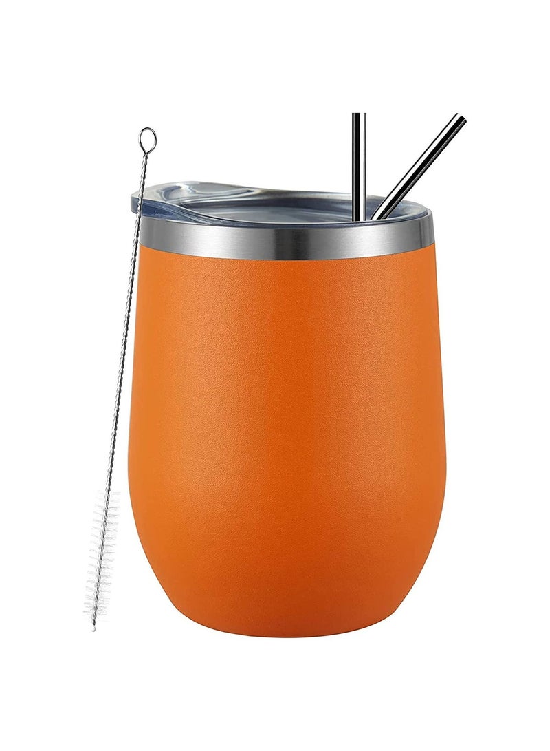 NIBEMINENT 12 oz Stainless Glass Tumbler with Lid Steel, Spill Proof, Travel Friendly, Double Wall Vacuum Insulated Cup for Hot and Cold Drinks (Orange, 1 Pack) - Image 1