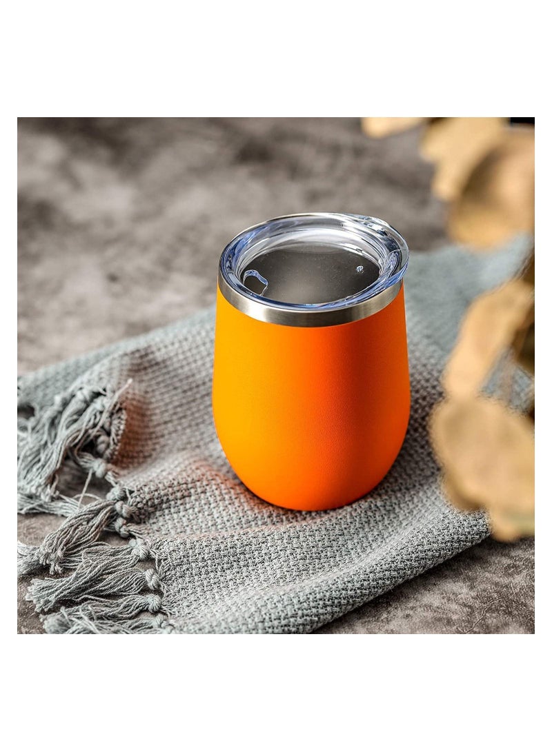 NIBEMINENT 12 oz Stainless Glass Tumbler with Lid Steel, Spill Proof, Travel Friendly, Double Wall Vacuum Insulated Cup for Hot and Cold Drinks (Orange, 1 Pack) - Image 5