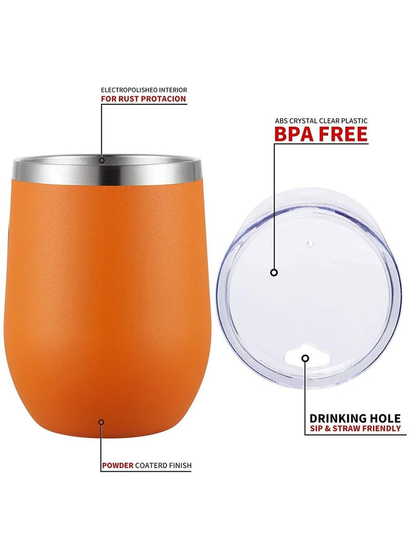 NIBEMINENT 12 oz Stainless Glass Tumbler with Lid Steel, Spill Proof, Travel Friendly, Double Wall Vacuum Insulated Cup for Hot and Cold Drinks (Orange, 1 Pack) - Image 2