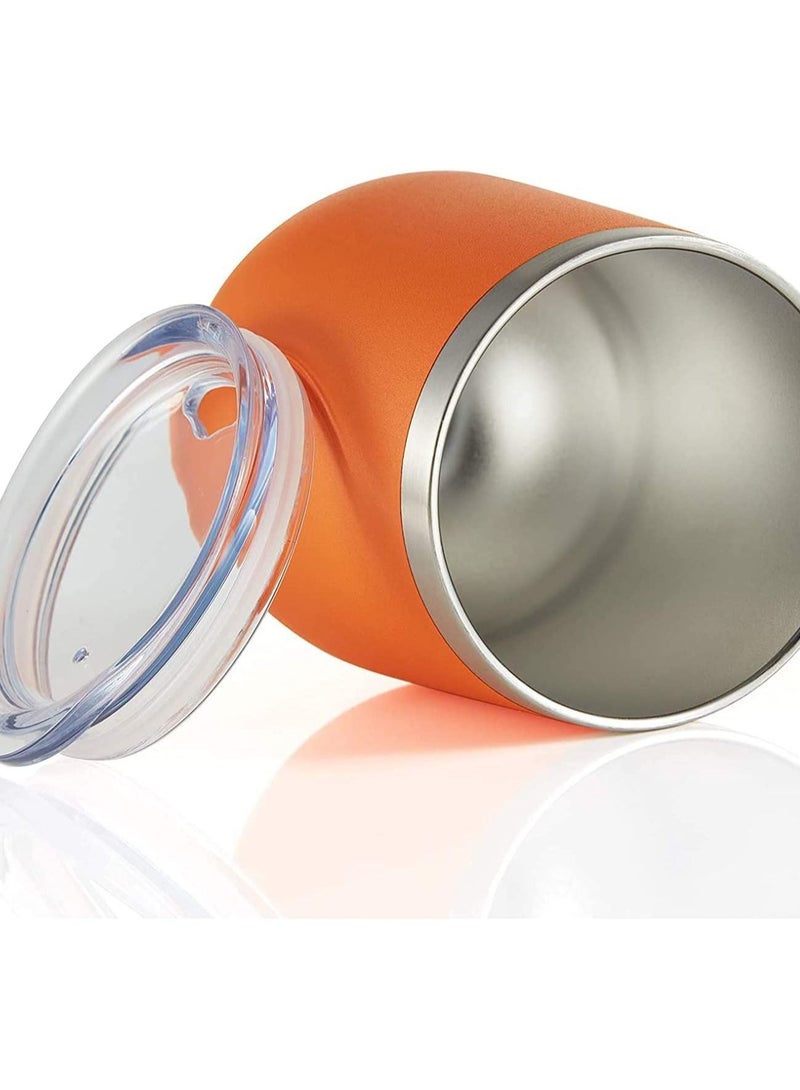 NIBEMINENT 12 oz Stainless Glass Tumbler with Lid Steel, Spill Proof, Travel Friendly, Double Wall Vacuum Insulated Cup for Hot and Cold Drinks (Orange, 1 Pack) - Image 4