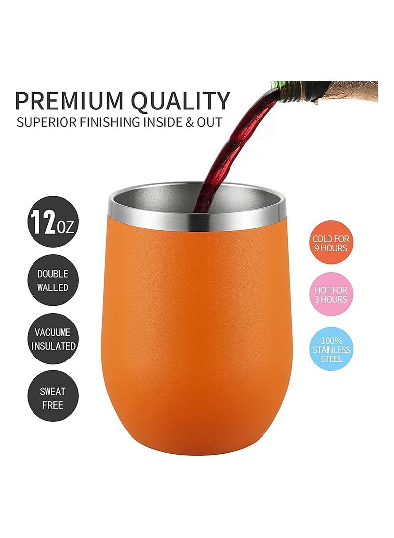 NIBEMINENT 12 oz Stainless Glass Tumbler with Lid Steel, Spill Proof, Travel Friendly, Double Wall Vacuum Insulated Cup for Hot and Cold Drinks (Orange, 1 Pack) - Image 3