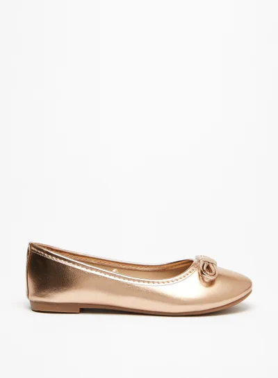 Flora Bella By Shoexpress Solid Slip On Ballerina Shoes with Bow Accent