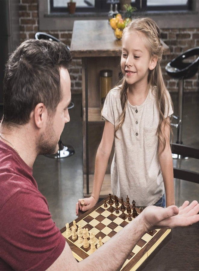 KIDSZONE® 13"X 13" (Open) Wooden Chess Set for Kids and Adults- Folding Chess Board Wood Pawns AZ050 - Image 4