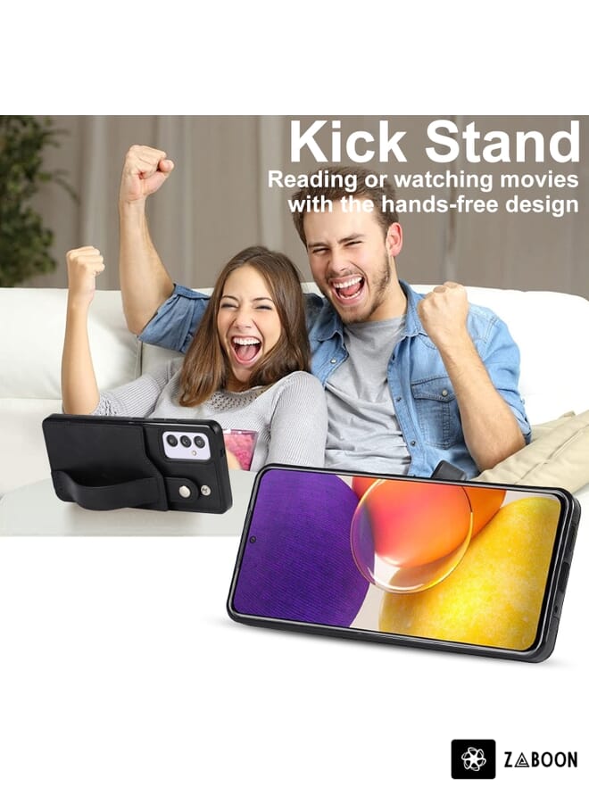 Zaboon Protective Case For Samsung Galaxy A82 5G Crazy Horse Texture Shockproof TPU + PU Leather Case with Card Slot & Wrist Strap Holder - Image 3