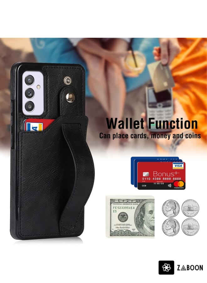 Zaboon Protective Case For Samsung Galaxy A82 5G Crazy Horse Texture Shockproof TPU + PU Leather Case with Card Slot & Wrist Strap Holder - Image 2