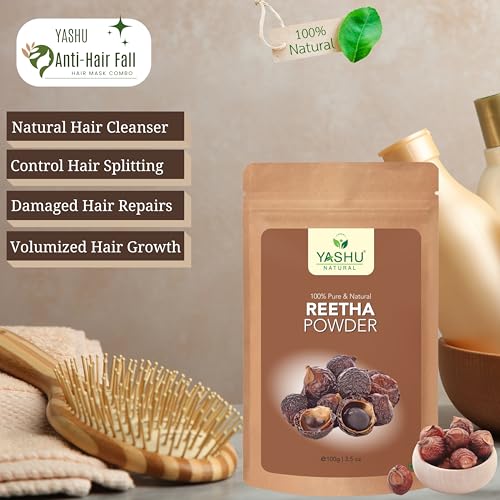 YASHU Pure Shikakai Reetha (Aritha) Fenugreek Seed Amla Organic Powder for Damaged Hair Repair | For Men & Women (400g) - Image 2