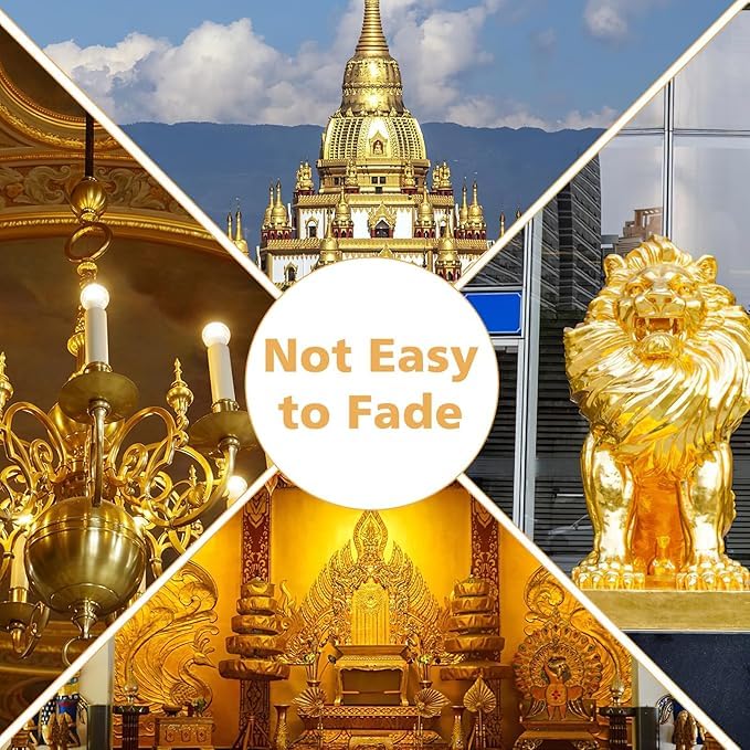 A.K GOLD LEAF 100 Gold Leaf Imitation [#2.5] Gold Foil for Art Crafts Decoration Gilding Crafting Frame 100 Sheets Size 3.15 inches x 3.35 inches - Image 3
