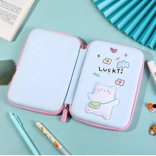 Parshya Cute 3D Cat Pencil Pouch for Girls & Boys | Large Capacity EVA Hard Shell Stationery Organizer | Waterproof Cartoon Pencil Case for School, College & Office - Image 4