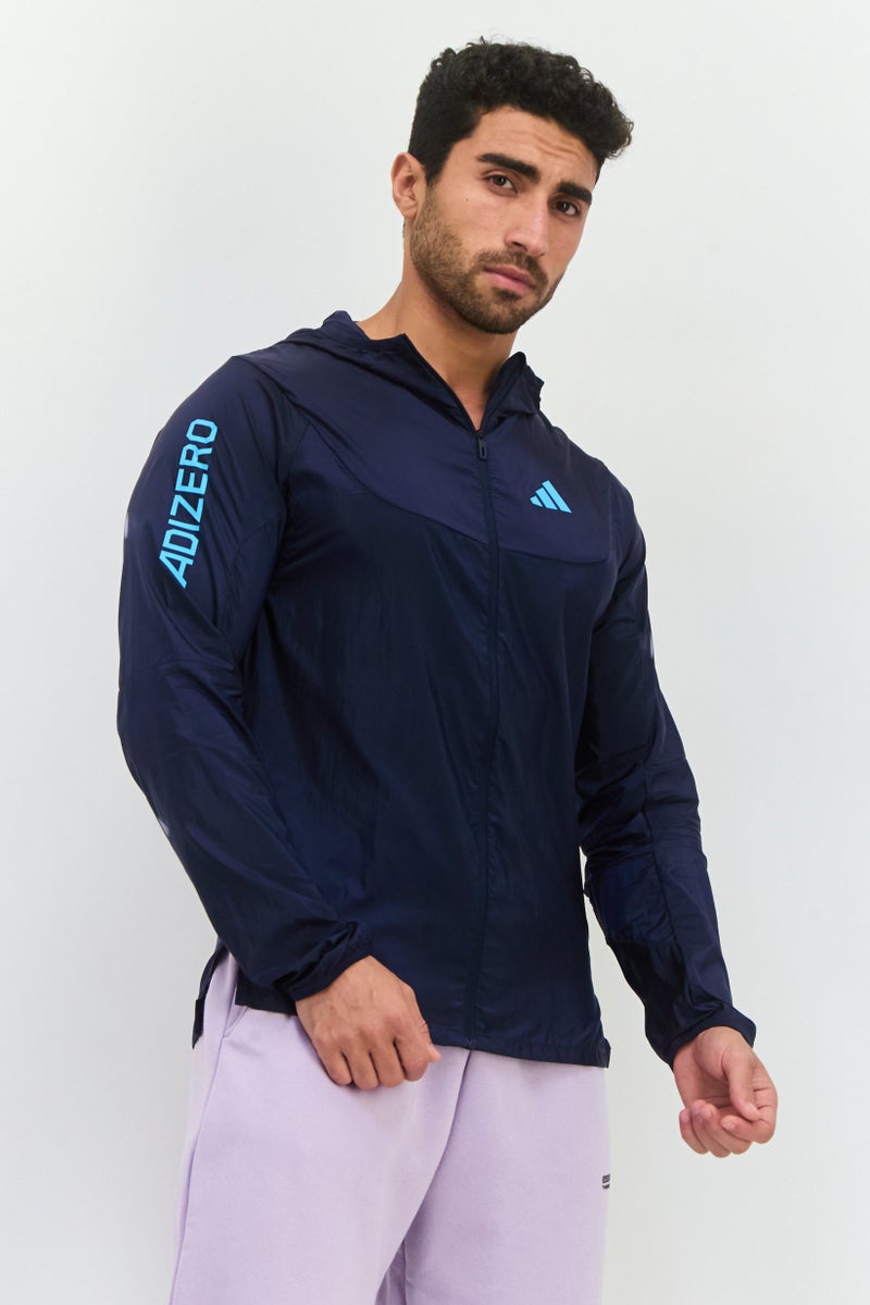 Adidas جاكيتات رياضية للرجال بأكمام طويلة مناسبة للجري، Navy - Image 1