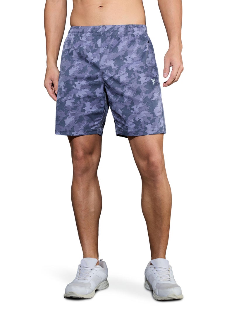 TECHNOSPORT Men's Polyester Slim Fit Shorts for Running, Sports & Gym Workout - (MSP829CCO_Carbon Camo_M) - Image 1