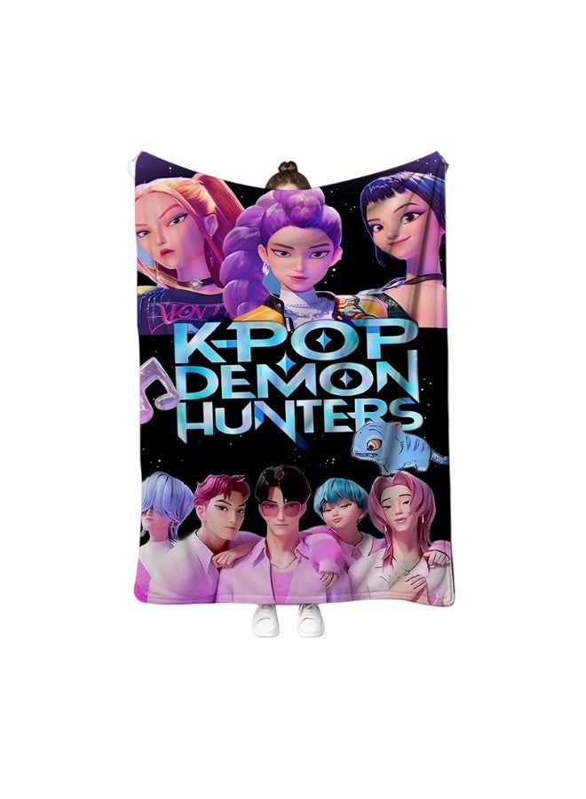 general KPop Demon Hunters office Lunch Break Blanket Quilt Flannel Sofa Blanket - Image 1