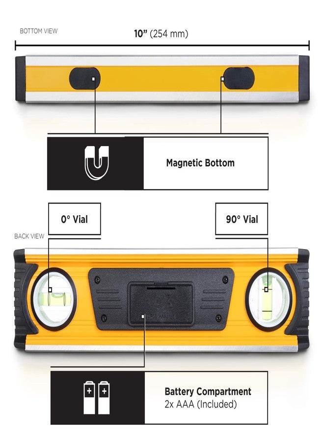 MOTORHEAD 10-Inch 0° - 180° SMART DIGITAL Level, LCD Screen, Audible Alerts, Water, Dust & Shock Resistant, Magnetic Bottom, Includes Bag, High-Visibility, Solid-Milled Aluminum, USA-Based Support - Image 5