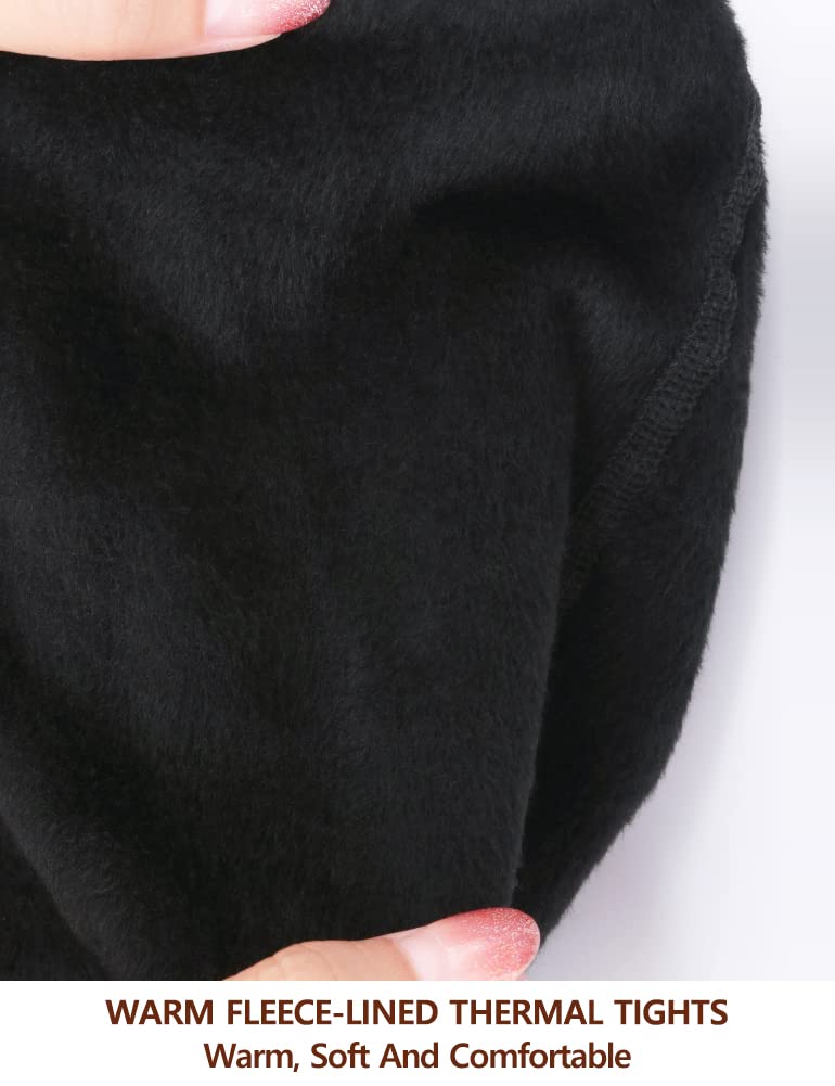 VERO MONTE 1 Pair Opaque Fleece Lined Tights For Women Warm Pantyhose (BLACK) - Image 4