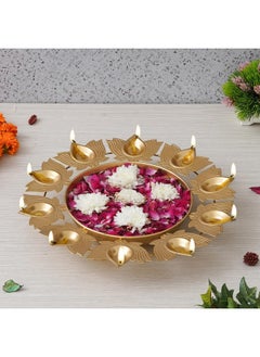 eCraftIndia Golden Metal Handcrafted Traditional Designer Urli With 9 Lotus Shape Diyas - pzsku/ZF94F20E936F6C5CE4B36Z/45/_/1728890497/110c98bd-d2cd-4fc4-8b78-d876bd14b7ff