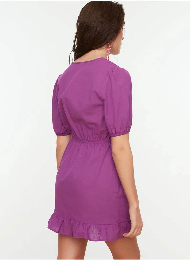trendyol Ruched Surplice Neck Beach Dress