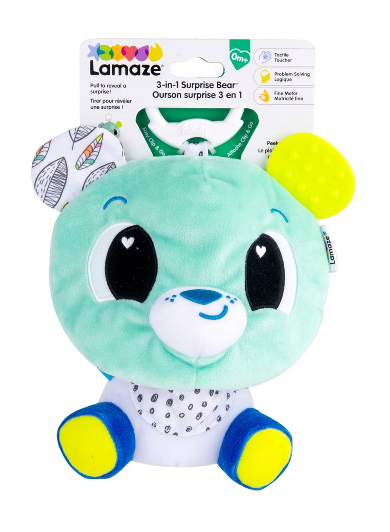 Lamaze 3-in-1 Surprise Bear Developmental Stroller and Car Seat Toy for Babies, Clip & Go Pram Toy with Colors, Sounds, and Teether | Multicolored - Image 2