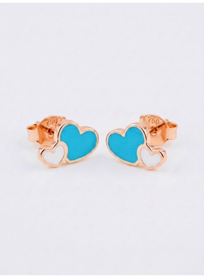 The Intermix Gems Gold Double Heart Baby Earrings with Enamel Detail 18K - Image 3