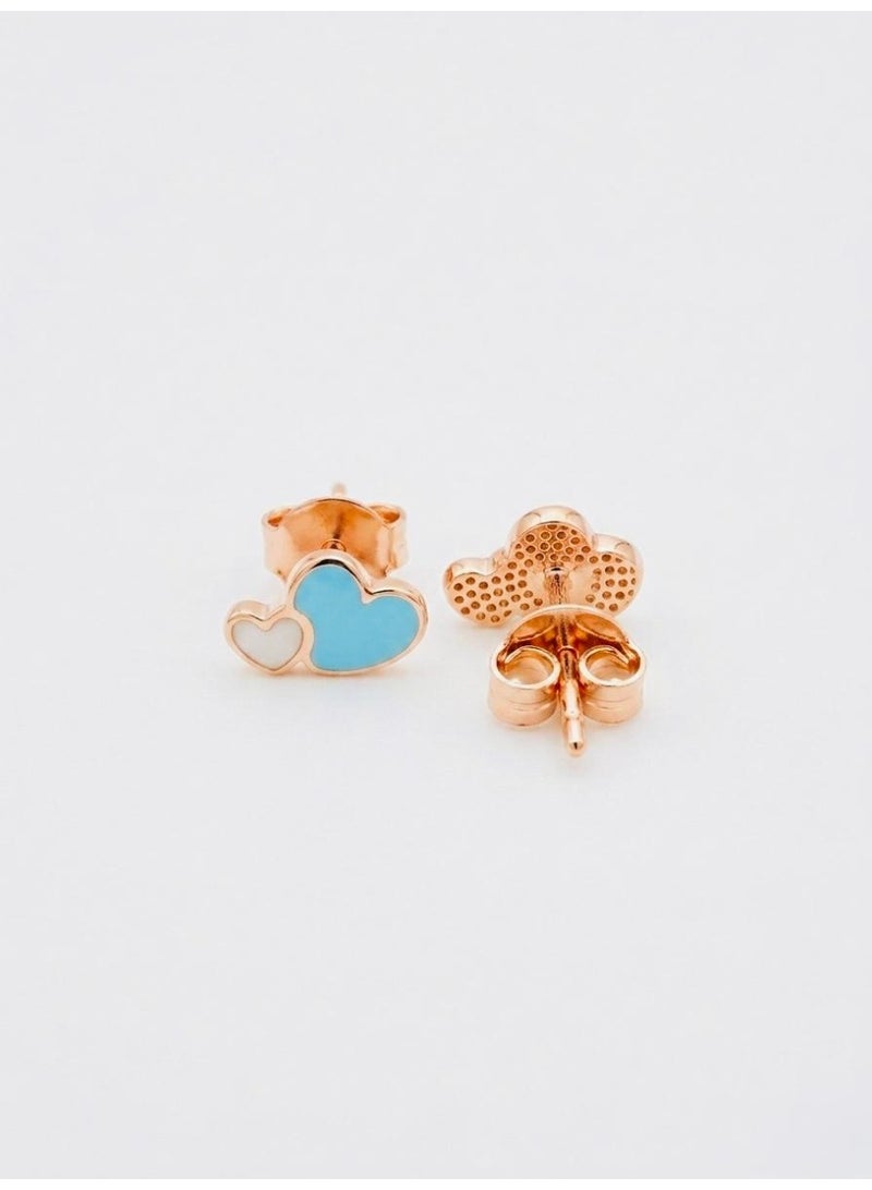 The Intermix Gems Gold Double Heart Baby Earrings with Enamel Detail 18K - Image 1