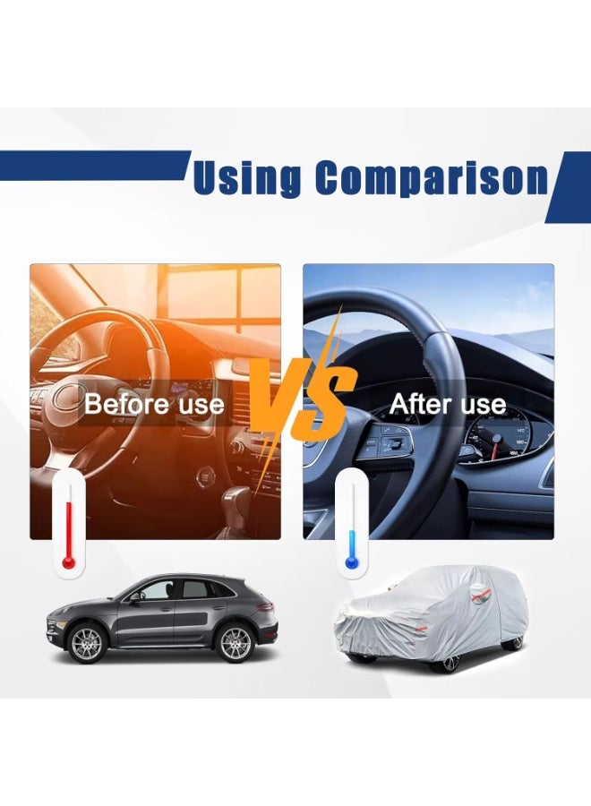 6 Layers SUV Car Cover Custom Fit for Jeep Grand Cherokee(2010-2023) Waterproof All Weather for Automobiles, Outdoor Full Cover Rain Sun UV Protection.Silver - Image 4