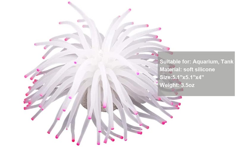 Mallofusa Artificial Aquarium Fish Tank Decoration Silicone Sea Anemone Artificial Fish Tank Ornament Decoration (White) - Image 3