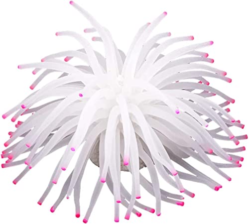 Mallofusa Artificial Aquarium Fish Tank Decoration Silicone Sea Anemone Artificial Fish Tank Ornament Decoration (White) - Image 1