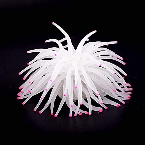Mallofusa Artificial Aquarium Fish Tank Decoration Silicone Sea Anemone Artificial Fish Tank Ornament Decoration (White) - Image 2