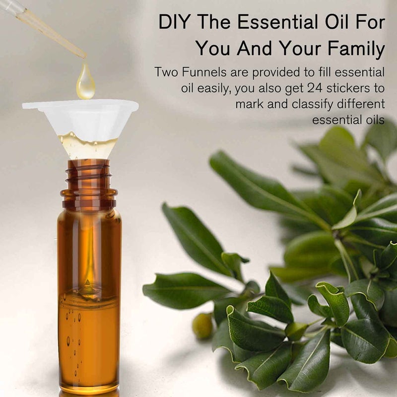 PrettyCare 4 Pack, 10 ml Essential Oil Roller Bottles with Stainless Steel Roller Ball - Refillable Leak-proof Empty Thick Amber Glass Roll on Bottles with Metal Caps for Travel, Perfume - Image 3