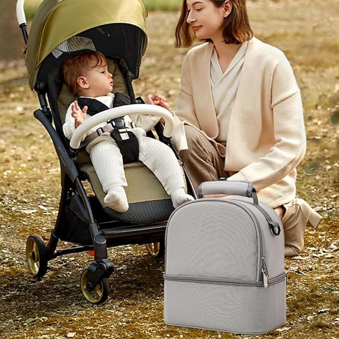 Mancro Breastmilk Cooler Bag with Ice Pack, Fits 6 Insulated Baby Bottles Up to 9 Ounce, Breast Milk Cooler for Nursing Mom (Grey 1) - Image 4