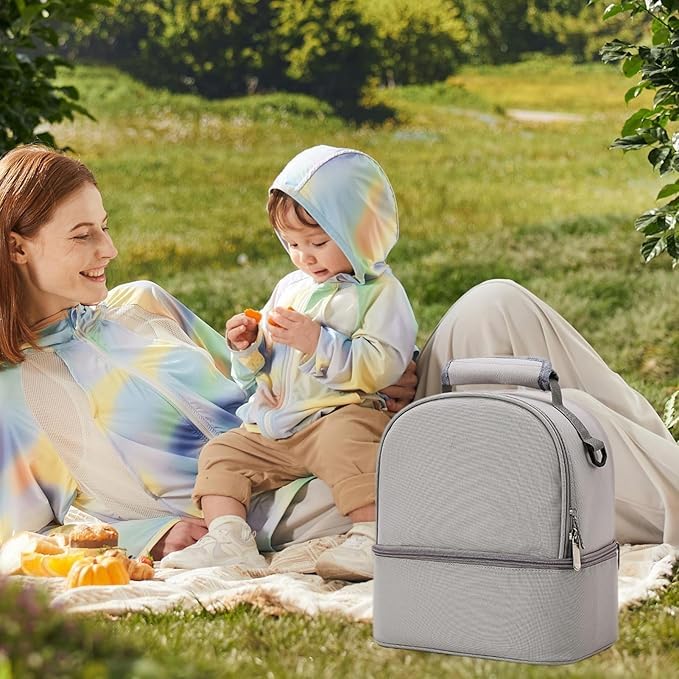 Mancro Breastmilk Cooler Bag with Ice Pack, Fits 6 Insulated Baby Bottles Up to 9 Ounce, Breast Milk Cooler for Nursing Mom (Grey 1) - Image 5