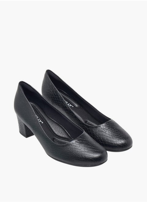 Women's Textured Slip-On Pumps with Block Heels
