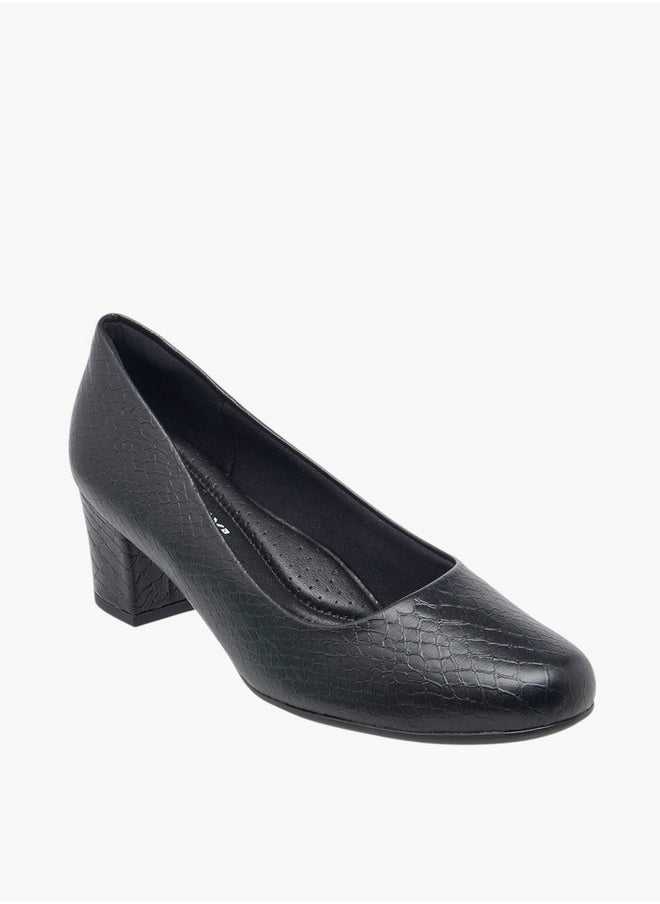 Women's Textured Slip-On Pumps with Block Heels