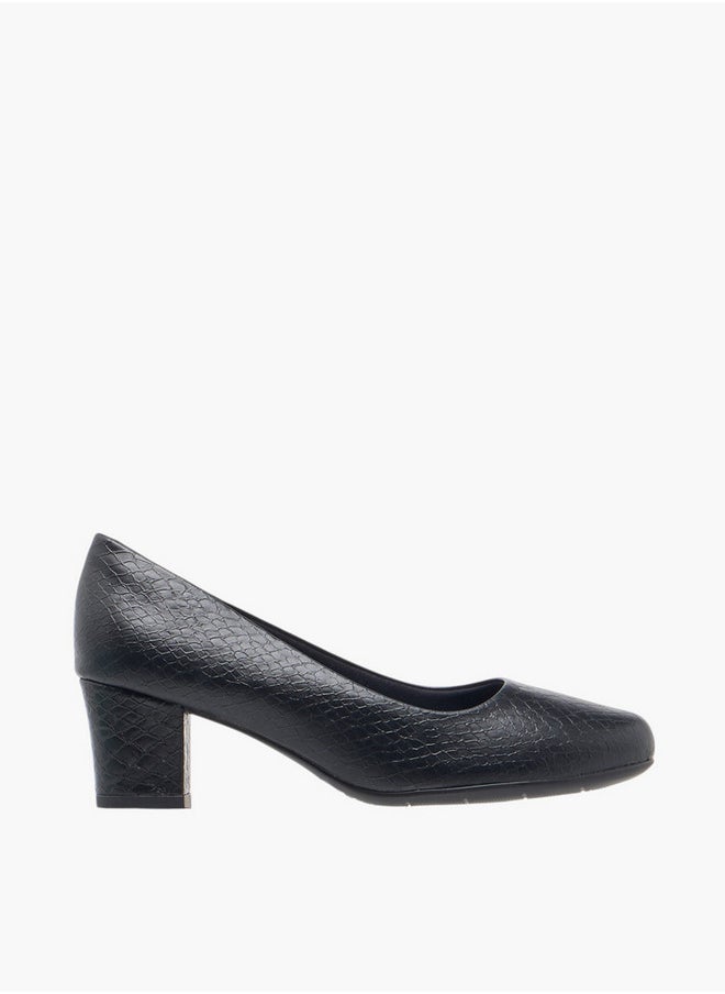 Women's Textured Slip-On Pumps with Block Heels