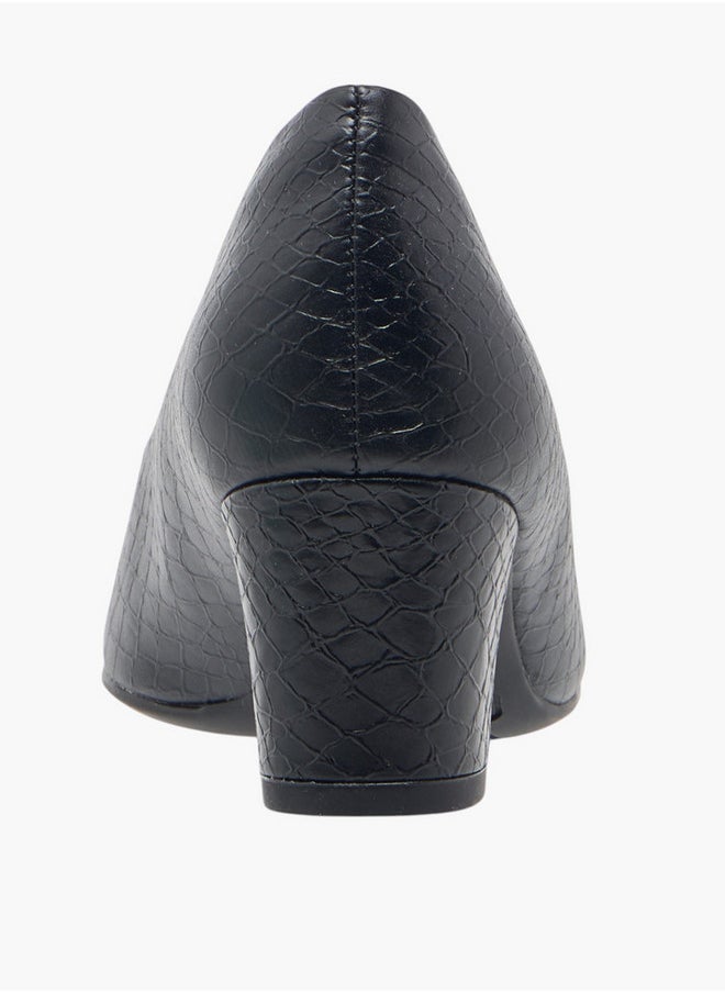 Women's Textured Slip-On Pumps with Block Heels