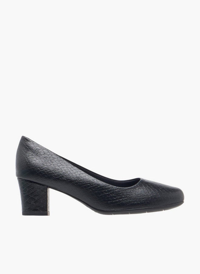 Piccadilly Women's Textured Slip-On Pumps with Block Heels - Image 1