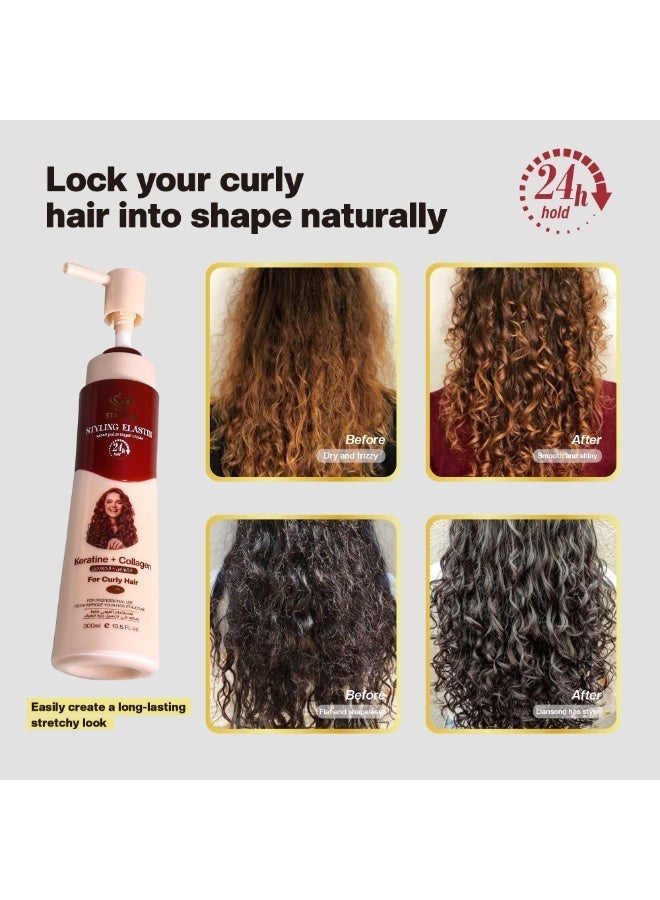 STARPLEX Curl Defining Styling Elastin 300ml - Keratin & Collagen for Curly Hair | Professional Use | Enhances Bounce & Frizz Control - Image 4