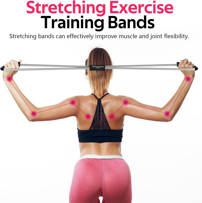 RENRANRING Figure 8 Fitness Resistance Bands with Handles - Exercise Tube Band Set of 3 for Arm and Shoulder Stretch, Rope 8 Word Elastic for Women and Men - Image 4