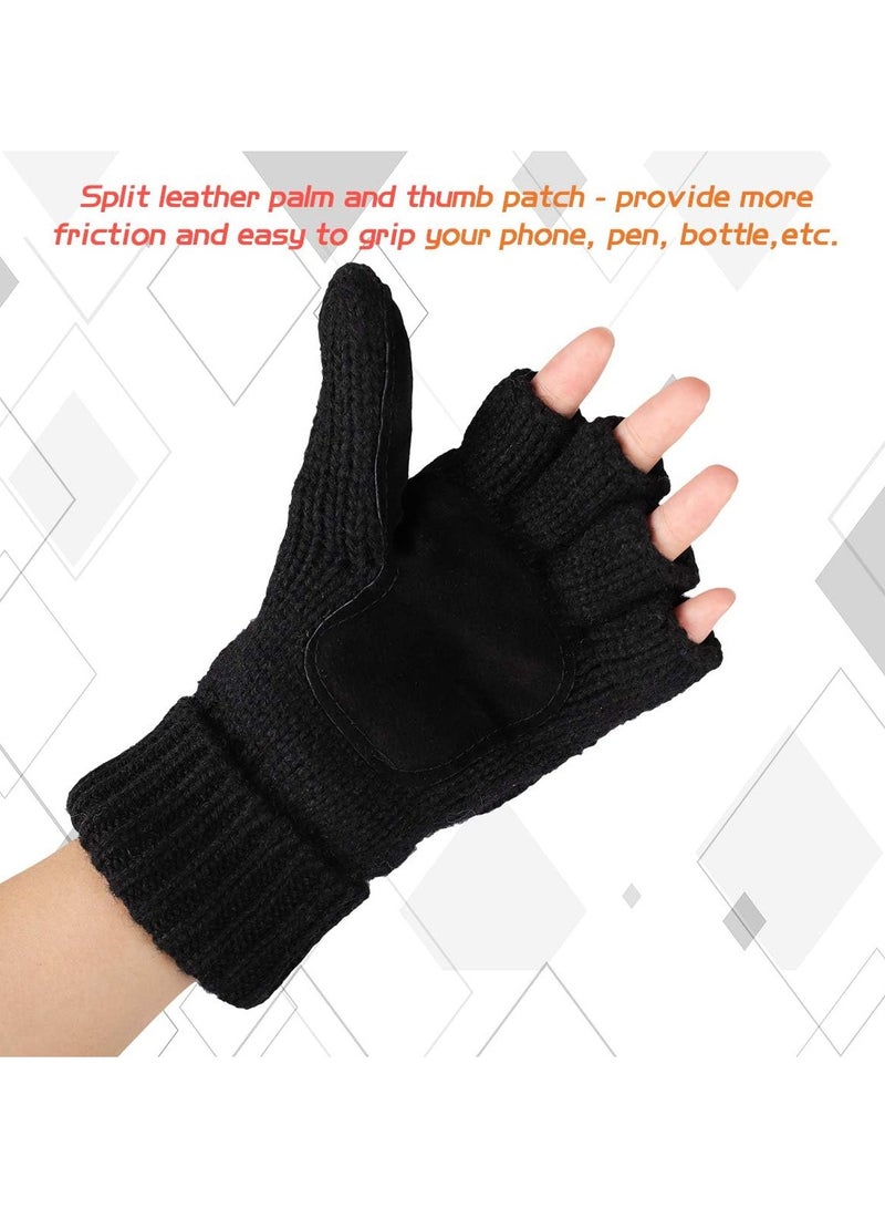 Warm Wool Flip Top Mittens for Cold Weather Outdoor Activities Uni Winter Gloves - Image 3