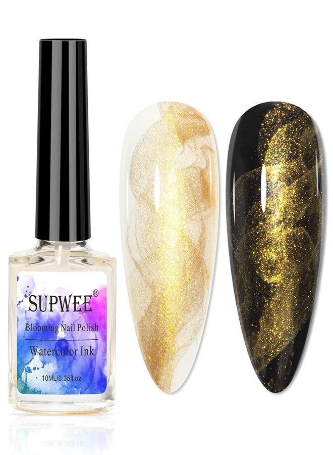 SUPWEE Gold Marble Watercolor Ink Nail Painting Nail Art Blooming Nail Polish Flower Nail Art Design - Image 1